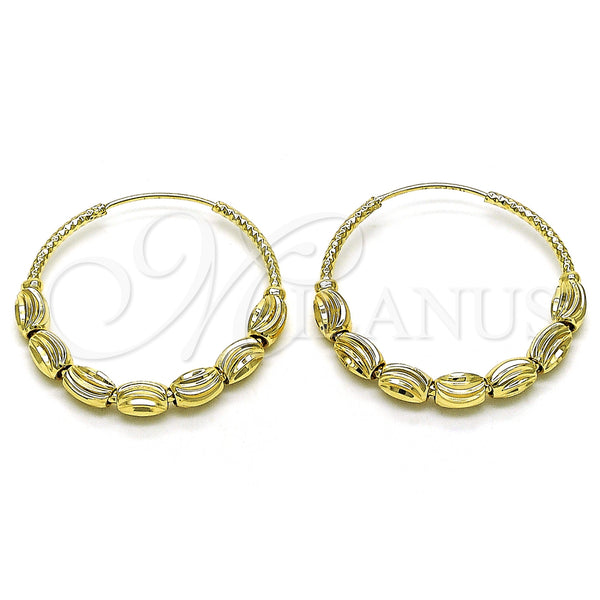 Gold Filled Hoop Earrings — Medium Hoop Diamond Cutting 02. — main product view — SKU 153041 | Oro Laminado aretes de aro — Medium Hoop Diamond Cutting 02. — SKU 153041