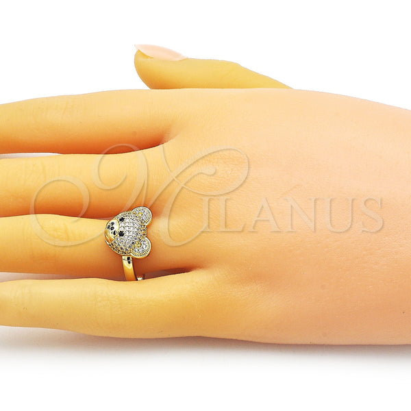 Gold Filled Ring — Multi Stone Ring Teddy Bear and Solitaire Design — alternate product view — SKU 153057 | Oro Laminado anillo — Multi Stone Ring Teddy Bear and Solitaire diseño — SKU 153057