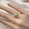 Oro Laminado Multi Stone Ring, Gold Filled Style Teddy Bear and Solitaire Design, with White and Black Micro Pave, Polished, Golden Finish, 01.341.0102 (One size fits all)