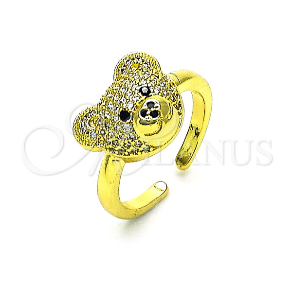 Gold Filled Ring — Multi Stone Ring Teddy Bear and Solitaire Design — main product view — SKU 153057 | Oro Laminado anillo — Multi Stone Ring Teddy Bear and Solitaire diseño — SKU 153057