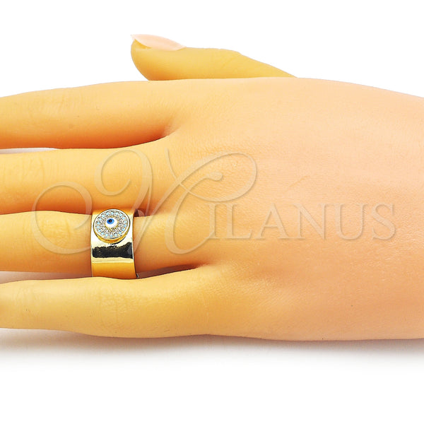 Gold Filled Ring — Multi Stone Ring Evil Eye Design with Turquoise — alternate product view — SKU 153060 | Oro Laminado anillo — Multi Stone Ring Evil Eye diseño with Turquoise — SKU 153060