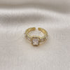 Oro Laminado Multi Stone Ring, Gold Filled Style Baguette Design, with White Cubic Zirconia and White Micro Pave, Polished, Golden Finish, 01.341.0105 (One size fits all)