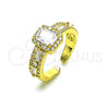 Oro Laminado Multi Stone Ring, Gold Filled Style Baguette Design, with White Cubic Zirconia and White Micro Pave, Polished, Golden Finish, 01.341.0105 (One size fits all)