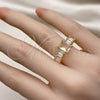 Oro Laminado Multi Stone Ring, Gold Filled Style Baguette Design, with White Cubic Zirconia, Polished, Golden Finish, 01.341.0107 (One size fits all)