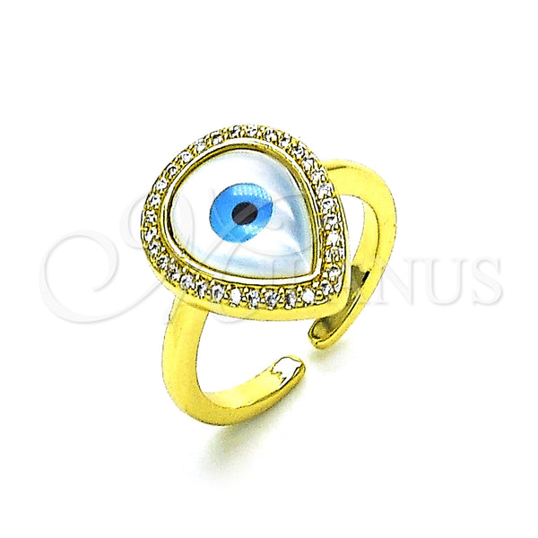Gold Filled Ring — Multi Stone Ring Teardrop and Evil Eye Design — main product view — SKU 153065 | Oro Laminado anillo — Multi Stone Ring Teardrop and Evil Eye diseño — SKU 153065
