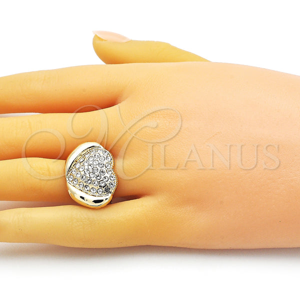 Gold Filled Ring — Multi Stone Ring Heart Design with White Crystal — alternate product view — SKU 153068 | Oro Laminado anillo — Multi Stone Ring corazón diseño with cristal blanco — SKU 153068