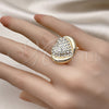 Oro Laminado Multi Stone Ring, Gold Filled Style Heart Design, with White Crystal, Polished, Golden Finish, 01.372.0004 (One size fits all)