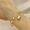 Oro Laminado Charm Bracelet, Gold Filled Style Elephant and Ball Design, with Ivory Pearl, Polished, Golden for wholesale, main product view