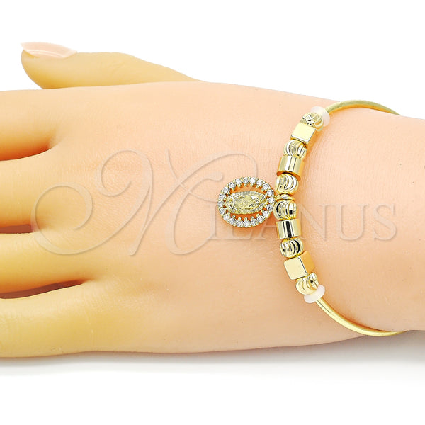Gold Filled Jewelry — Individual Bangle Guadalupe Design with White Micro Pave — alternate product view — SKU 153092 | Oro Laminado joyería — Individual Bangle Guadalupe diseño with blanco Micro Pave — SKU 153092