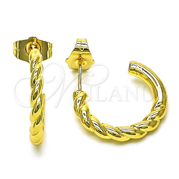 Gold Filled Hoop Earrings — Small Hoop Twist Design Polished 02. — main product view — SKU 153103 | Oro Laminado aretes de aro — Small Hoop Twist diseño pulido 02. — SKU 153103