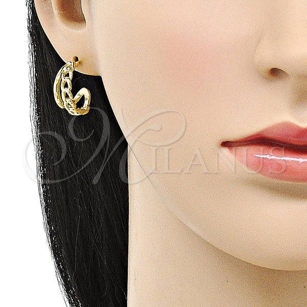 Gold Filled Hoop Earrings — Small Hoop Curb Design Polished 02. — alternate product view — SKU 153105 | Oro Laminado aretes de aro — Small Hoop Curb diseño pulido 02. — SKU 153105