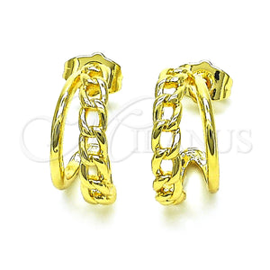 Gold Filled Hoop Earrings — Small Hoop Curb Design Polished 02. — main product view — SKU 153105 | Oro Laminado aretes de aro — Small Hoop Curb diseño pulido 02. — SKU 153105