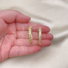 Oro Laminado Huggie Hoop, Gold Filled Style with White Micro Pave, Polished, Golden Finish, 02.195.0199.30