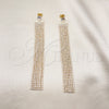 Oro Laminado Long Earring, Gold Filled Style with White Crystal and White Cubic Zirconia, Polished, Golden Finish, 02.268.0105
