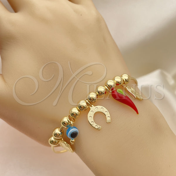 Gold Filled Jewelry — Individual Bangle Evil Eye and Ball Design Polished — alternate product view — SKU 153135 | Oro Laminado joyería — Individual Bangle Evil Eye and Ball diseño pulido — SKU 153135