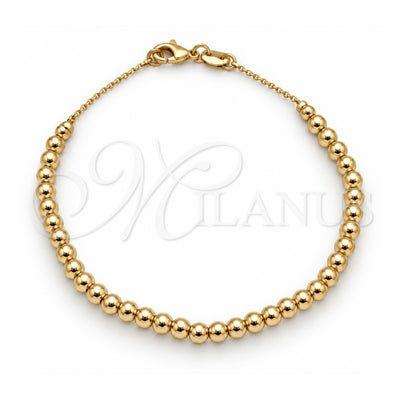 Oro Laminado Fancy Bracelet, Gold Filled Style Ball Design, Polished, Golden Finish, 03.32.0582.07 (04 MM Thickness, 7 Inches Length)
