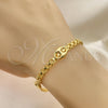 Oro Laminado Fancy Bracelet, Gold Filled Style Puff Mariner and Bismark Design, Polished, Golden Finish, 03.32.0583.07 (06 MM Thickness, 7 Inches Length)