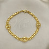 Oro Laminado Fancy Bracelet, Gold Filled Style Puff Mariner and Bismark Design, Polished, Golden Finish, 03.32.0583.07 (06 MM Thickness, 7 Inches Length)
