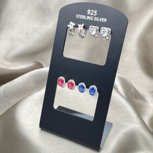 Sterling Silver Jewelry — 4 Cubic Zirconia Huggies with Display — main product view — SKU 153145 | Plata 925 joyería — 4 Cubic Zirconia Huggies with Display — SKU 153145