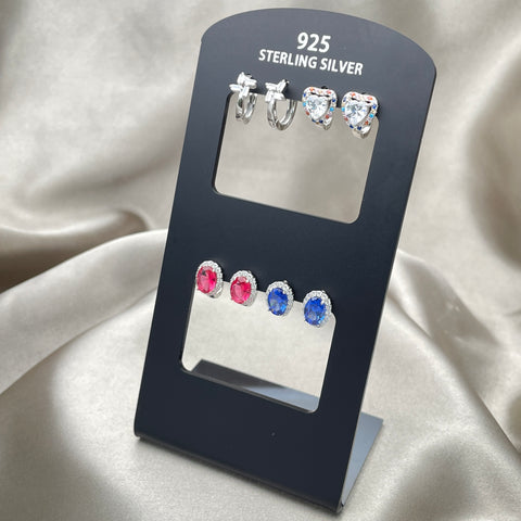 4 Sterling Silver Cubic Zirconia Huggies with Display