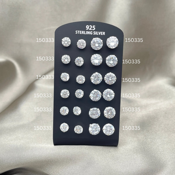 Sterling Silver Ring — 12 Earrings Stud with Display — alternate product view — SKU 153146 | Plata 925 anillo — 12 Earrings Stud with Display — SKU 153146