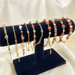 Gold Filled Bracelet — 10 Fancy Venturina Bracelets with Display — main product view — SKU 153151 | Oro Laminado brazalete — 10 elegante Venturina Bracelets with Display — SKU 153151