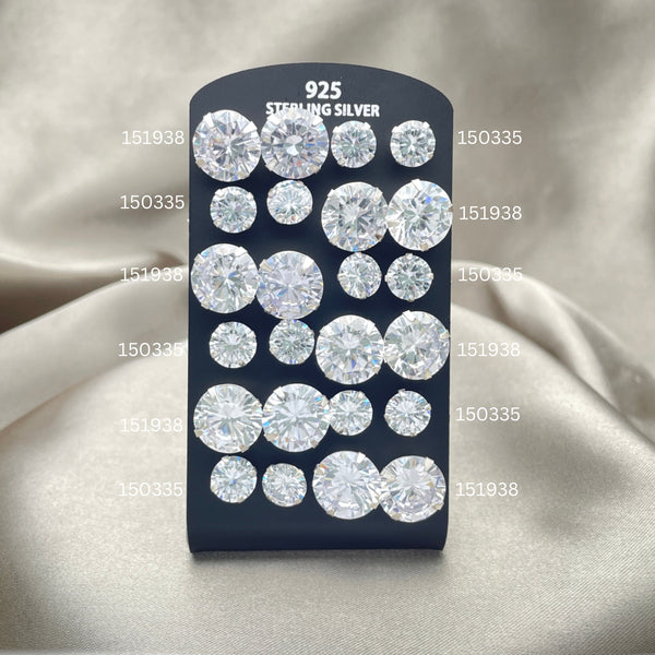 Sterling Silver Ring — 12 Earrings Stud with Display — alternate product view — SKU 153159 | Plata 925 anillo — 12 Earrings Stud with Display — SKU 153159