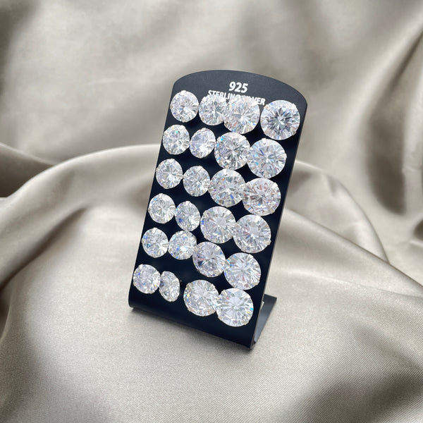 Sterling Silver Ring — 12 Earrings Stud with Display — main product view — SKU 153165 | Plata 925 anillo — 12 Earrings Stud with Display — SKU 153165