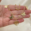 Oro Laminado Charm Anklet , Gold Filled Style Bee and Tree Design, Polished, Golden Finish, 03.32.0585.10 (06 MM Thickness, 10 Inches Length)