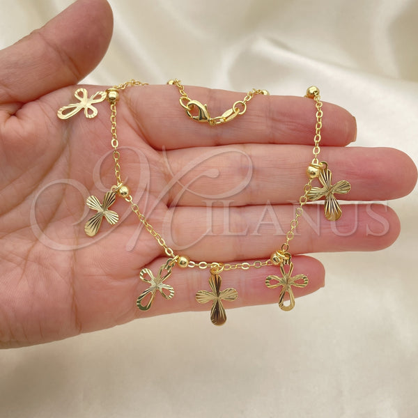 Gold Filled Anklet — Charm Anklet Cross and Ball Design Polished 03.32. — alternate product view — SKU 153177 | Oro Laminado tobillera — Charm Anklet cruz and Ball diseño pulido 03.32. — SKU 153177