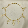 Oro Laminado Charm Anklet , Gold Filled Style Cross and Ball Design, Polished, Golden Finish, 03.32.0586.10 (06 MM Thickness, 10 Inches Length)
