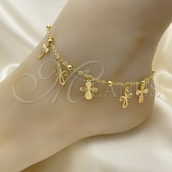 Gold Filled Anklet — Charm Anklet Cross and Ball Design Polished 03.32. — main product view — SKU 153177 | Oro Laminado tobillera — Charm Anklet cruz and Ball diseño pulido 03.32. — SKU 153177