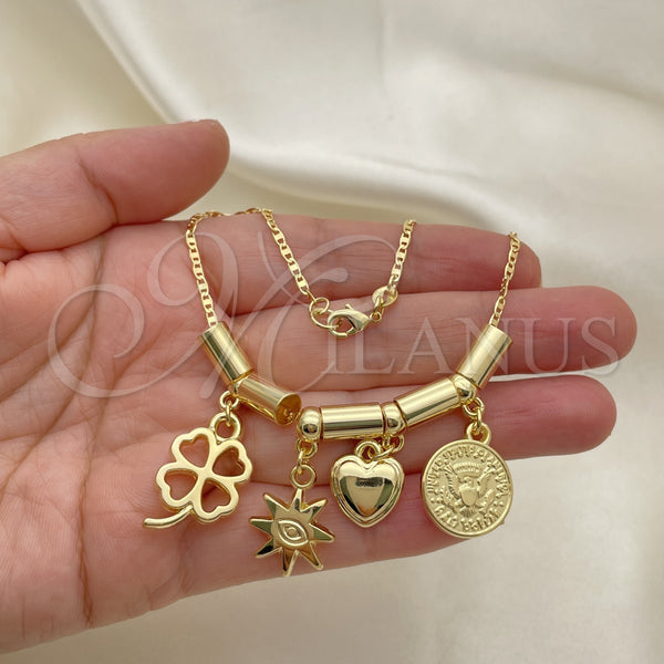 Gold Filled Anklet — Charm Anklet Heart and Star Design Polished 03.32. — alternate product view — SKU 153179 | Oro Laminado tobillera — Charm Anklet corazón and estrella diseño pulido 03.32. — SKU 153179