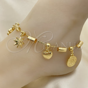 Gold Filled Anklet — Charm Anklet Heart and Star Design Polished 03.32. — main product view — SKU 153179 | Oro Laminado tobillera — Charm Anklet corazón and estrella diseño pulido 03.32. — SKU 153179