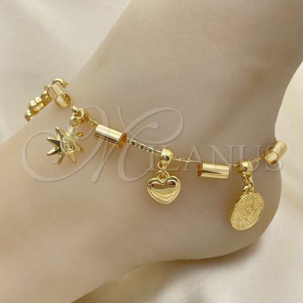 Gold Filled Anklet — Charm Anklet Heart and Star Design Polished 03.32. — main product view — SKU 153179 | Oro Laminado tobillera — Charm Anklet corazón and estrella diseño pulido 03.32. — SKU 153179