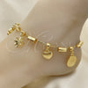 Oro Laminado Charm Anklet , Gold Filled Style Heart and Star Design, Polished, Golden Finish, 03.32.0588.10 (06 MM Thickness, 10 Inches Length)