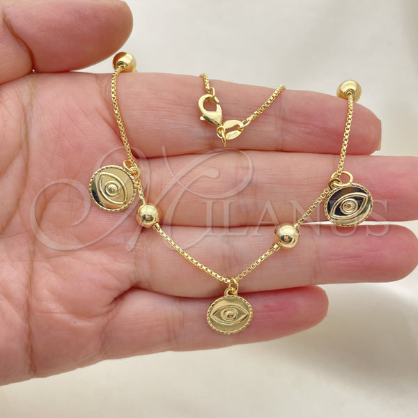 Gold Filled Anklet — Charm Anklet Ball and Box Design Polished 03.32. — alternate product view — SKU 153181 | Oro Laminado tobillera — Charm Anklet Ball and Box diseño pulido 03.32. — SKU 153181