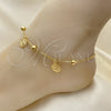 Oro Laminado Charm Anklet , Gold Filled Style Ball and Box Design, Polished, Golden Finish, 03.32.0590.10 (06 MM Thickness, 10 Inches Length)