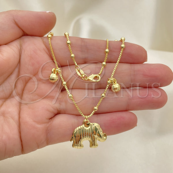Gold Filled Anklet — Charm Anklet Elephant and Ball Design Polished 03.32. — alternate product view — SKU 153183 | Oro Laminado tobillera — Charm Anklet Elephant and Ball diseño pulido 03.32. — SKU 153183