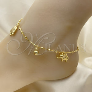 Gold Filled Anklet — Charm Anklet Elephant and Ball Design Polished 03.32. — main product view — SKU 153183 | Oro Laminado tobillera — Charm Anklet Elephant and Ball diseño pulido 03.32. — SKU 153183
