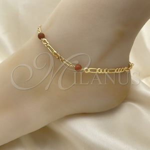 Gold Filled Anklet — Charm Anklet Ball Design with Brown Goldstone Venturina — main product view — SKU 153194 | Oro Laminado tobillera — Charm Anklet Ball diseño with Brown Goldstone Venturina — SKU 153194