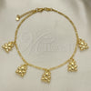 Oro Laminado Charm Anklet , Gold Filled Style Teddy Bear and Figaro Design, Polished, Golden Finish, 03.32.0609.10 (06 MM Thickness, 10 Inches Length)