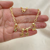 Oro Laminado Charm Anklet , Gold Filled Style Elephant and Paperclip Design, Polished, Golden Finish, 03.32.0613.10 (06 MM Thickness, 10 Inches Length)