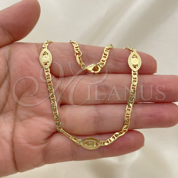 Gold Filled Anklet — Fancy Anklet Mariner and Evil Eye Design Polished — alternate product view — SKU 153208 | Oro Laminado tobillera — elegante Anklet Mariner and Evil Eye diseño pulido — SKU 153208