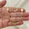 Oro Laminado Fancy Anklet, Gold Filled Style Mariner and Evil Eye Design, Polished, Golden Finish, 03.32.0617.10 (04 MM Thickness, 10 Inches Length)