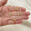 Oro Laminado Fancy Anklet, Gold Filled Style Judaica and Hand of God Design, with White Cubic Zirconia, Polished, Golden Finish, 03.32.0626.10 (04 MM Thickness, 10 Inches Length)