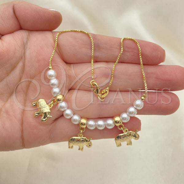 Gold Filled Anklet — Fancy Anklet Elephant and Ball Design with Ivory — alternate product view — SKU 153223 | Oro Laminado tobillera — elegante Anklet Elephant and Ball diseño with Ivory — SKU 153223