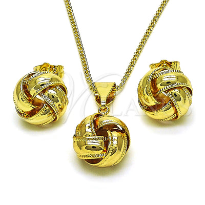 Juego de Aretes y Dije de Oro Laminado 10.63.0603 por Mayoreo, vista principal del producto