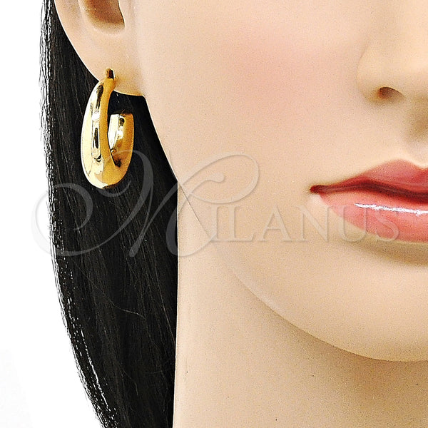 Gold Filled Hoop Earrings — Medium Hoop Hollow Design Polished 02. — alternate product view — SKU 153236 | Oro Laminado aretes de aro — Medium Hoop Hollow diseño pulido 02. — SKU 153236