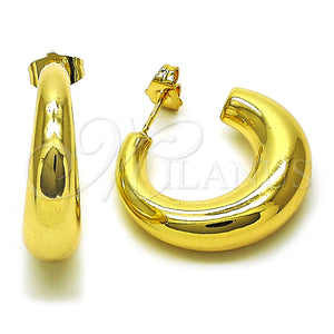 Gold Filled Hoop Earrings — Medium Hoop Hollow Design Polished 02. — main product view — SKU 153236 | Oro Laminado aretes de aro — Medium Hoop Hollow diseño pulido 02. — SKU 153236